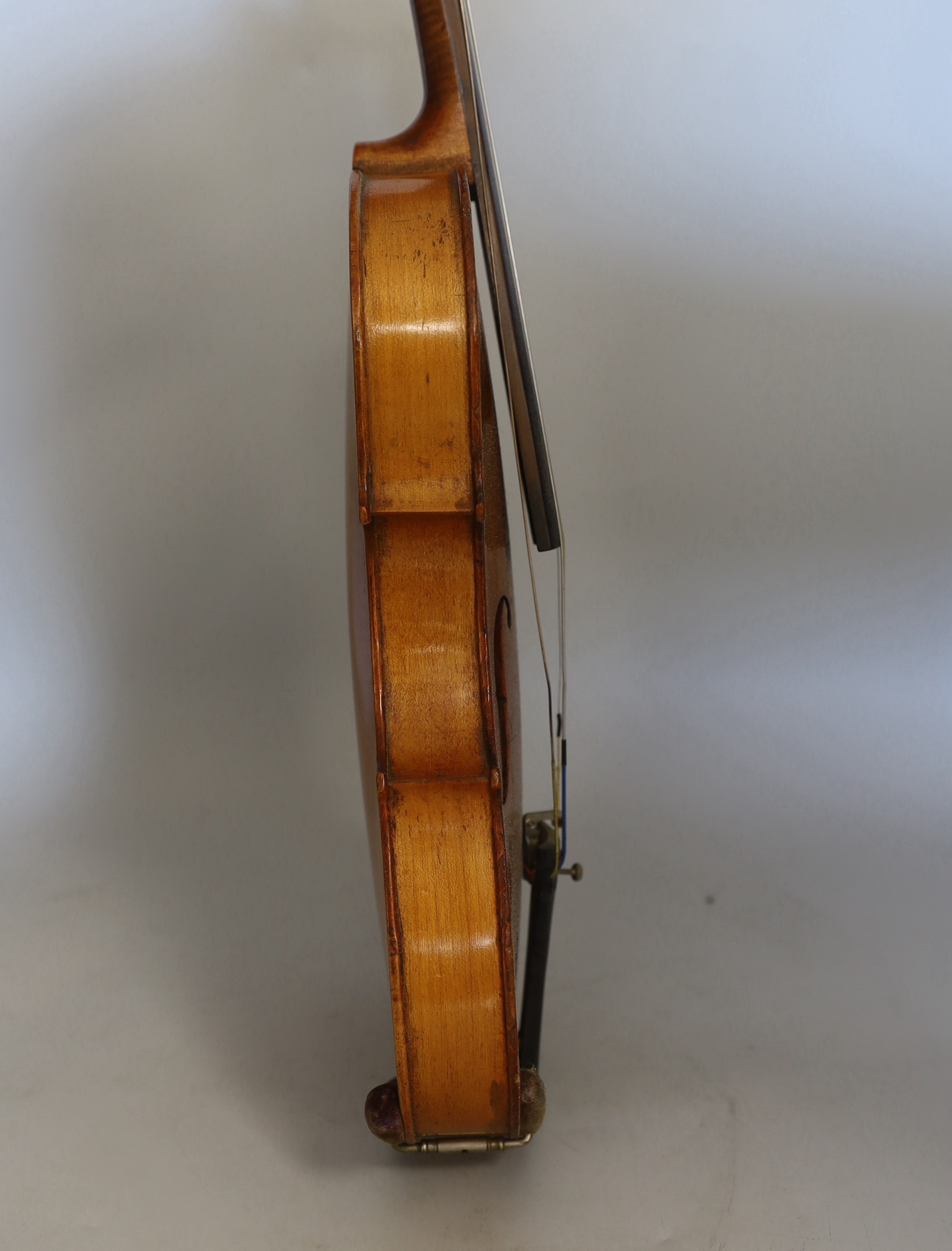 A half size French violin, cased, 51cm long